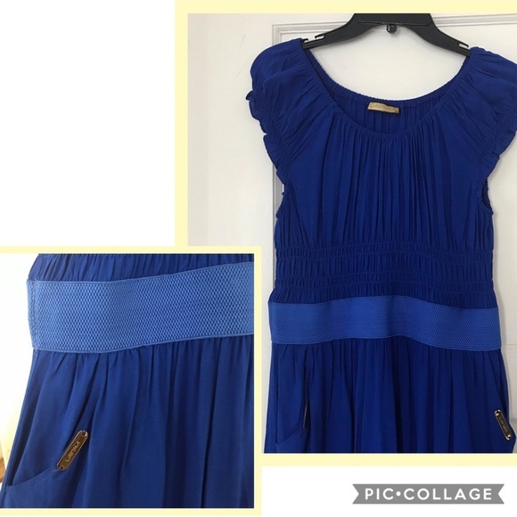 Woman's Off-Shoulder Short Sleeve RoyalBlue Dress - Picture 4 of 5